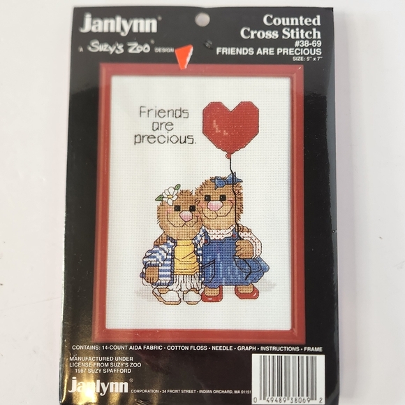 Janlynn Suzy's Zoo Cross Stitch Kit New 38-69 Friends are Precious Crafts - Picture 3 of 3